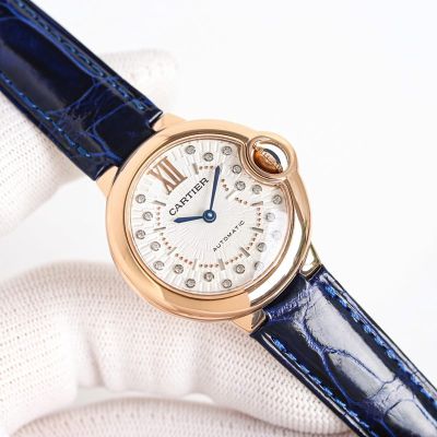 TW Factory Cartier 33/36MM Crocodile Leather Blue Bracelet Automatic Movement Couple Cartier replica watches online USA